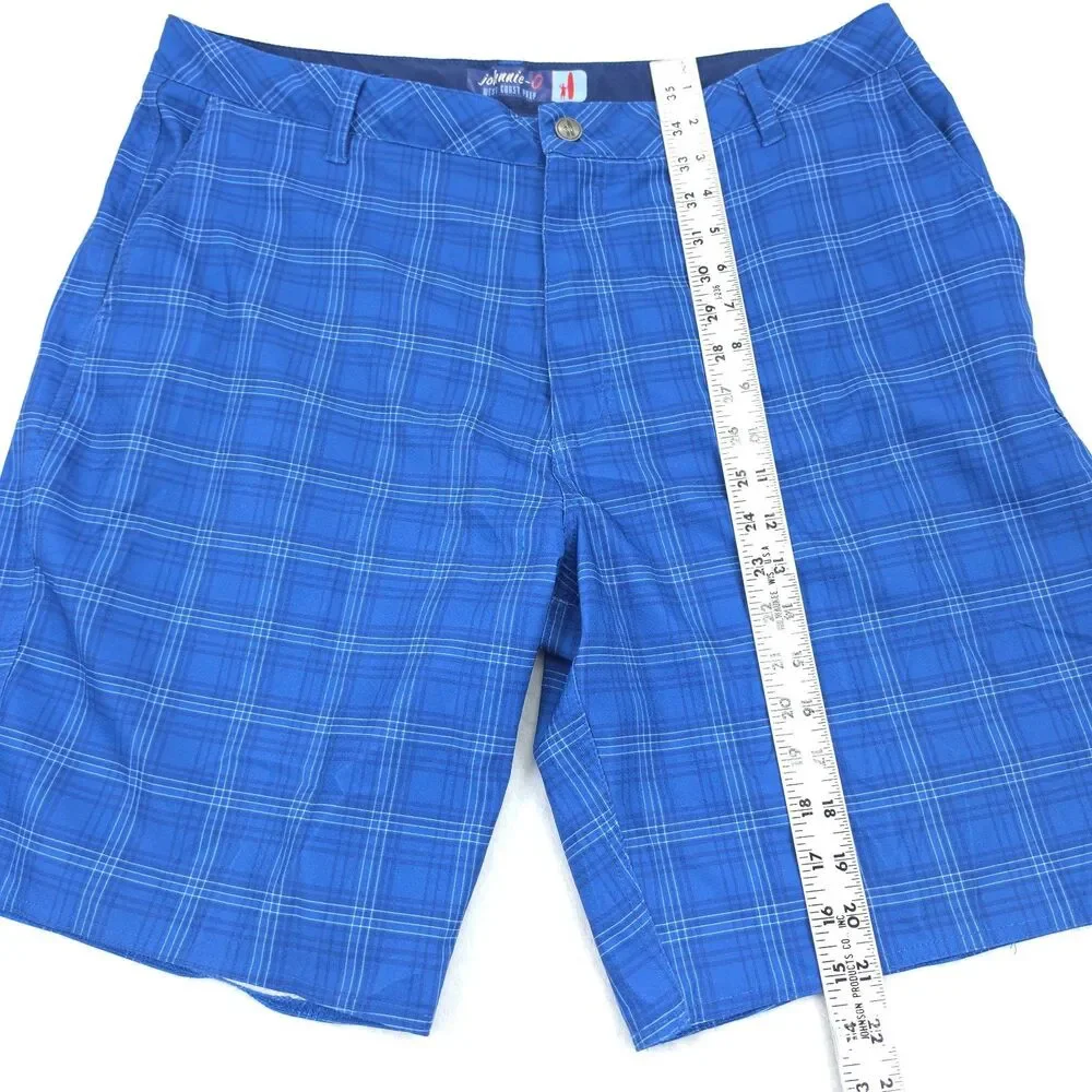 Johnnie O Swim Shorts Mens 35 (36x9) Plaid Board Shorts Blue Beach Surf